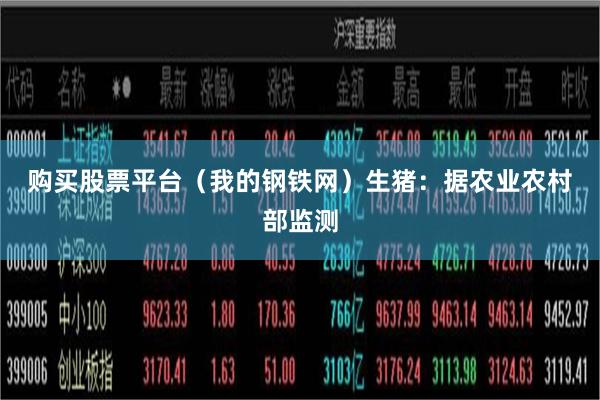 购买股票平台（我的钢铁网）　　生猪：据农业农村部监测